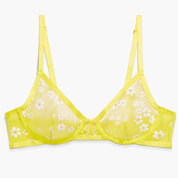 Savage X Fenty Puff Daisy Yellow Unlined Bra & Panty Set - Picture 5 of 8